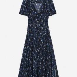 Robes | Robe longue imprimé fleuri détail argent Blue | The Kooples Femme
