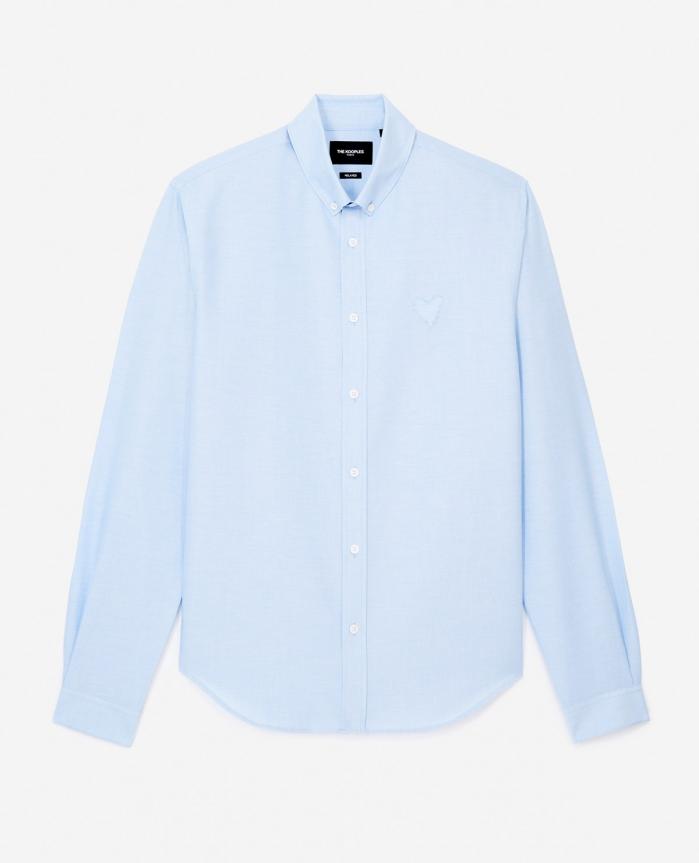 Chemises | Chemise coton bleu ciel à cœur brodé Sky | The Kooples Homme