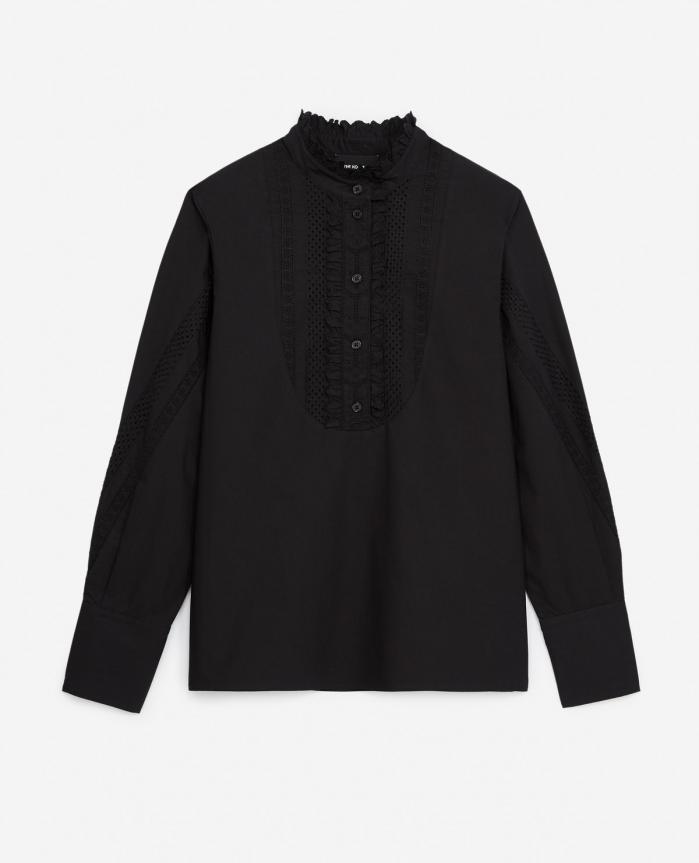 Chemises & Tops | Chemise noire coton broderie manche Black | The Kooples Femme