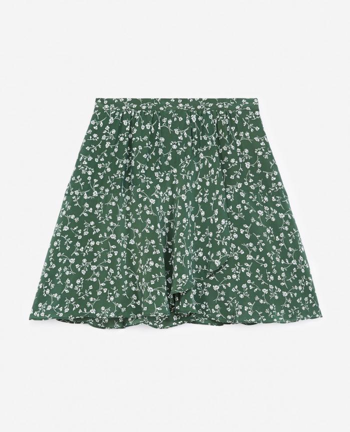 Jupes & Shorts | Jupe courte fluide écrue à motif vert Green/Ecru | The Kooples Femme