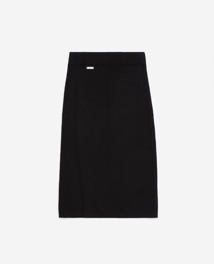 Jupes & Shorts | Jupe midi laine cachemire noire côtes Black | The Kooples Femme