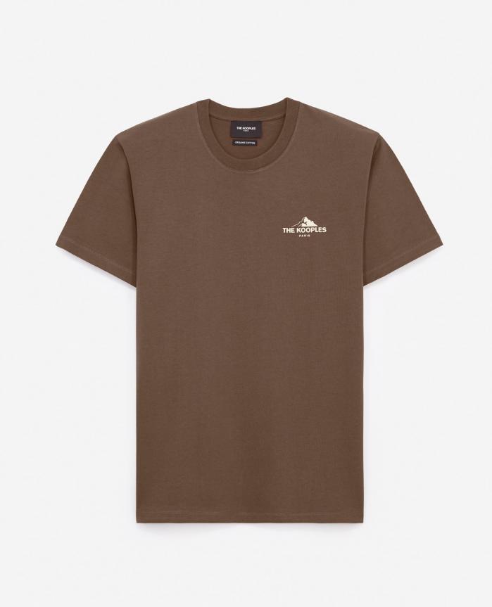 T-Shirts | T-shirt marron coton à logo montagne Wren | The Kooples Homme